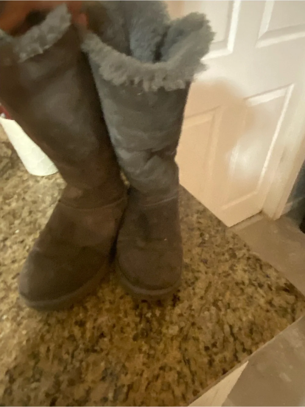 UGGS Women's Tall Shearling-Lined Suede Boots - Gray